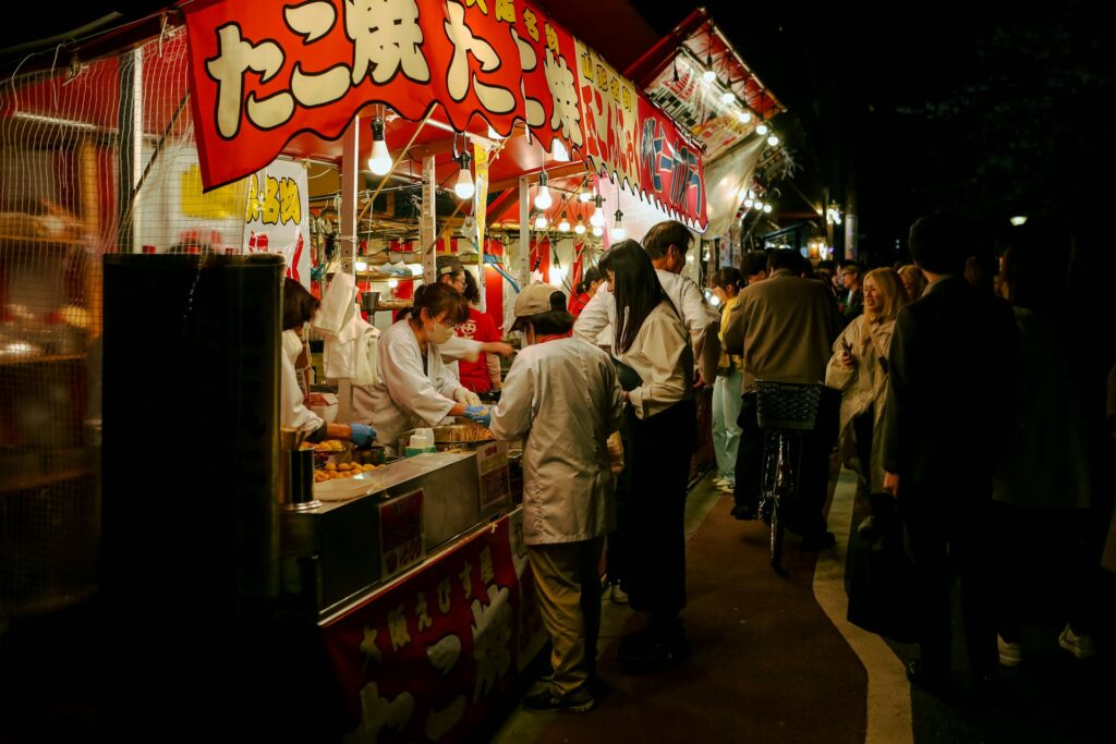 Matsuri de nuit, stand de nourriture