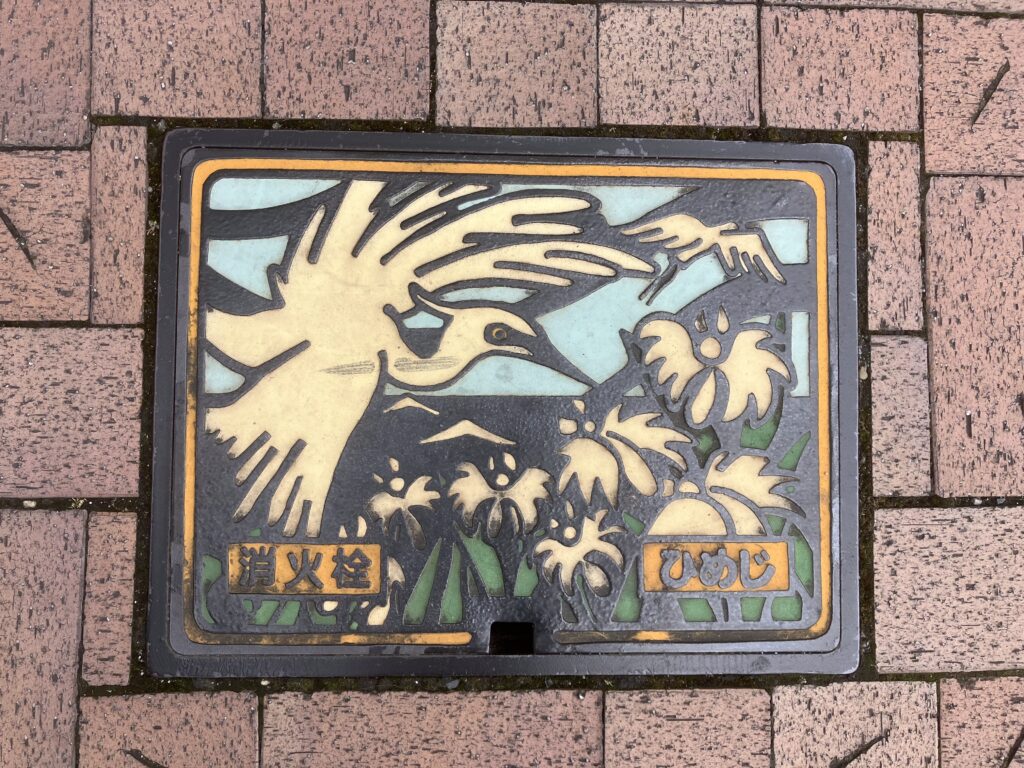 Plaque rectangulaire, Himeji, héron blanc et orchidée